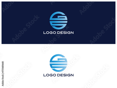 Blue GS Circular Letter Logo Design with Modern Gradient Style for Tech, Business, or Corporate Brand