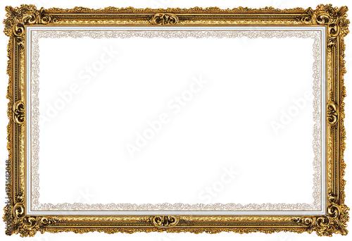 Gold ornate picture frame, empty (2)