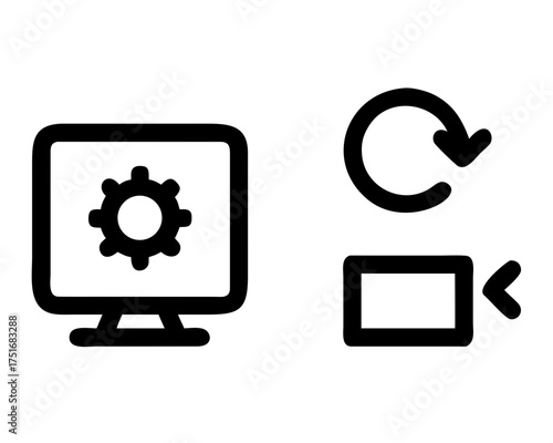 Computer screen with gear icon and video conversion
