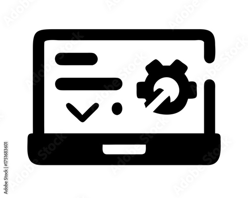 Laptop with settings and checkmark for management