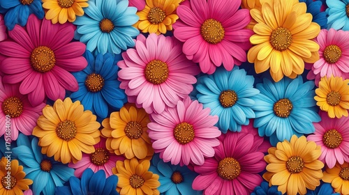 Wallpaper Mural Vibrant flowers, colorful floral background, springtime, perfect for greeting cards Torontodigital.ca