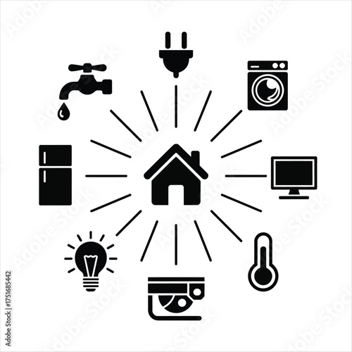 Smart Home Concept With Central House Icon technology