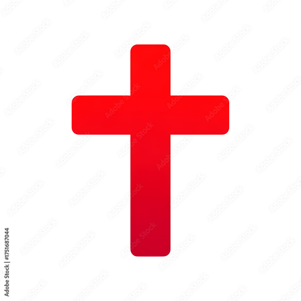 Fototapeta premium Red Christian Cross on Black on transparent background