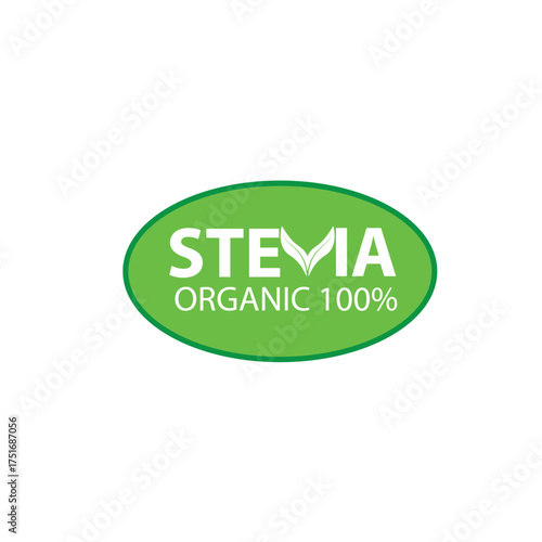 Stevia logo icon sugar organic sweetener. Stevia leaf logo herbal natural label stamp badge