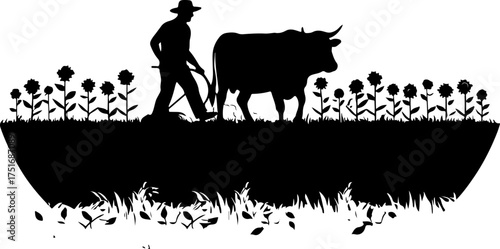 Oxen Plough silhouette