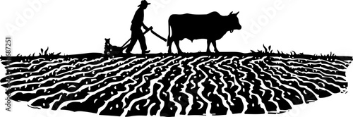 Oxen Plough silhouette