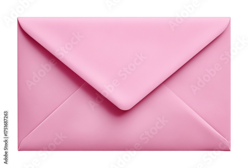 Pink paper envelope isolated on transparent background