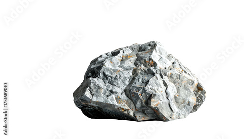 Gray, textured rock fragment isolated against a black background