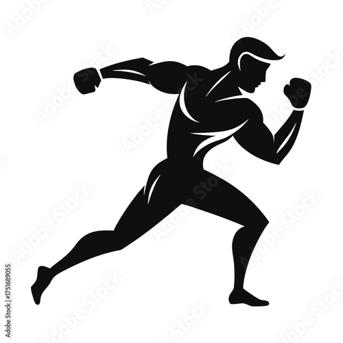 Silhouette of a boxer throwing punch.