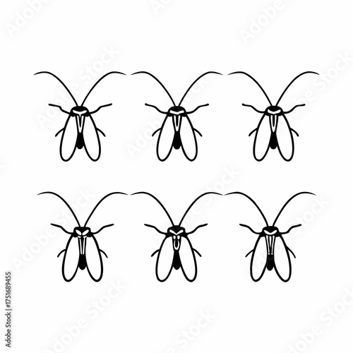 Seamless pattern featuring a repeating motif of stylized cockroaches