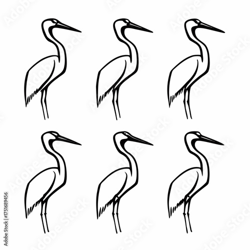 Seamless pattern featuring a repeating motif of stylized herons