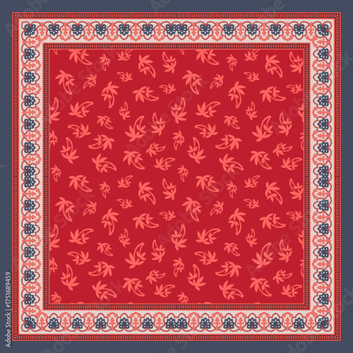 Floral bandana patchwork pattern on red background