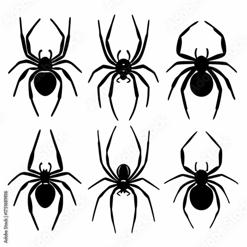Six black spider silhouettes, creating a spooky and intricate design element