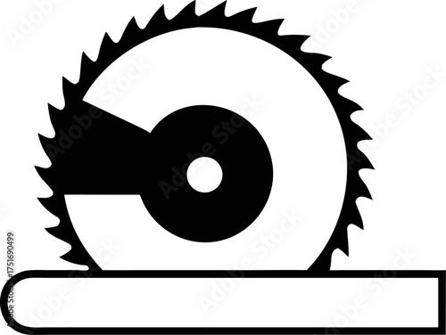 Circular Saw Icon for Woodworking Construction and Renovation Services in Vector Format on White Background