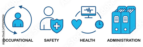 OSHA banner web icon vector illustration concept for occupational safety and health administration with an icon of worker, protection, healthcare, and procedure