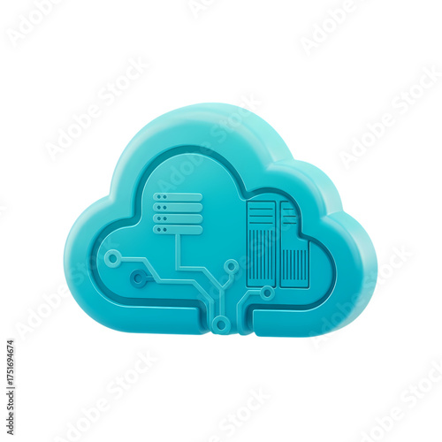 Digital Cloud Computing  Data Server Icon on transparent background