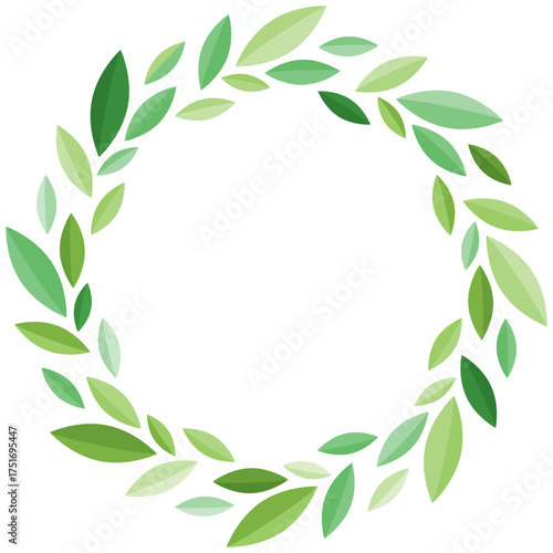 Illustration with a wreath framed by multicolored leaves, isolated on a white background