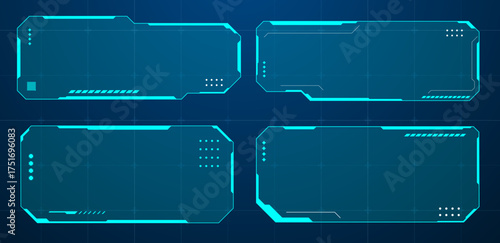 Set Futuristic HUD Text Box Frames Futuristic Vector Illustration