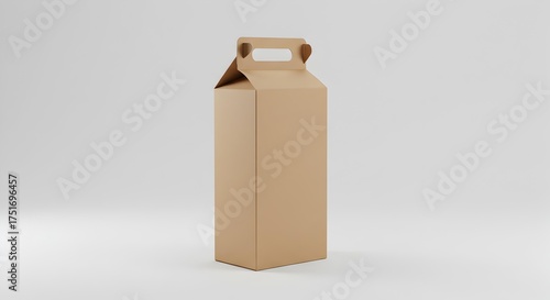 Wallpaper Mural Blank brown cardboard bottle packaging box mockup with a folded top handle, ideal for wine or beverage product branding. Torontodigital.ca