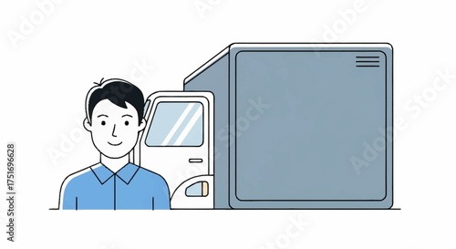 Reliable delivery driver standing proudly by his truck, ready to provide fast shipping services to businesses and consumers alike for e-commerce success