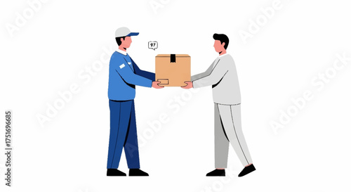 Seamless delivery experience featuring a courier handing over a package to a customer, highlighting convenience and efficiency for modern e-commerce solutions