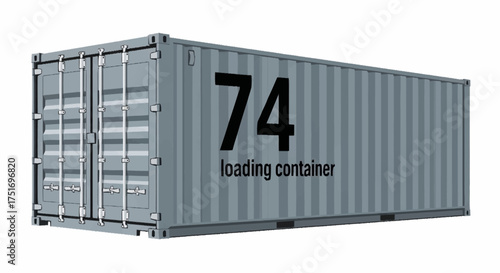 Loading container with number 74 ready for global shipping, ideal for logistics, transportation, and supply chain visuals needing an industrial feel