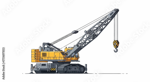 Powerful construction crane ready for lifting, a versatile asset for infrastructure projects, engineering designs, and industrial applications with a modern twist