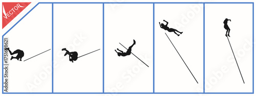 Pole vaulting silhouette. Suitable for sports themes. Vector illustration.