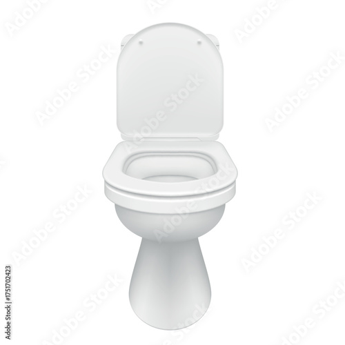 Illustration of white streamlined toilet for modern bathrooms on clean white background reflecting contemporary home decor.