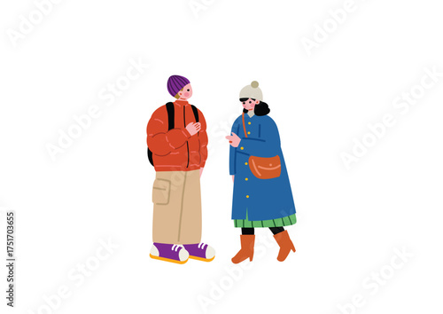 冬服を着た男女のカップル