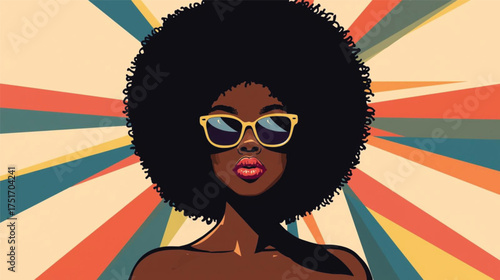 Afro hairstyle women portrait – geometric shapes and warm tones Ai Generate 