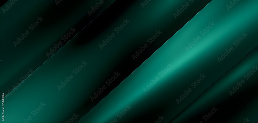 Obraz premium Dark emerald and black abstract geometric background with polished diagonal reflections and soft 3D depth. Modern elegant luxury texture.