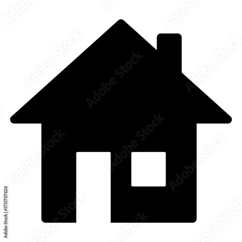 Black single house glyph icon, simple style real estate flat design concept pictogram vector for app ads web banner button ui ux interface elements isolated on white background
