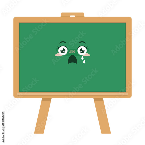 blackboard on easel scared face cartoon cute