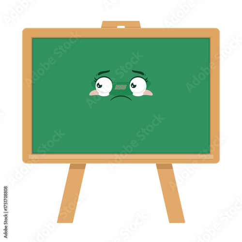 blackboard on easel scared face cartoon cute