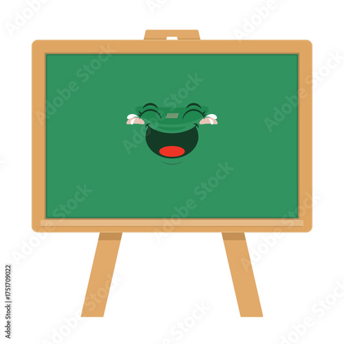 blackboard on easel laughing face cartoon cute