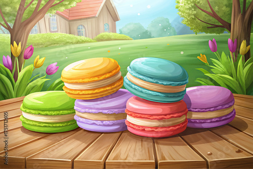 French macaron cookies in pastel colors elegant and iconic Parisian dessert