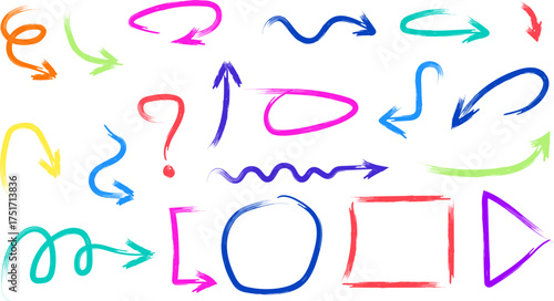 hand drawn rough pencil sketchy design element set