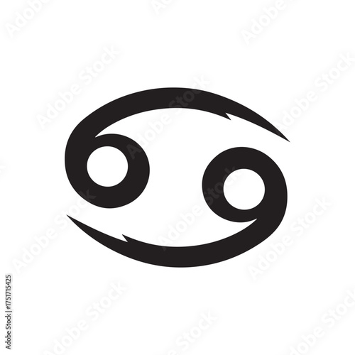 Cancer zodiac sign silhouette vector flat illustration design.
