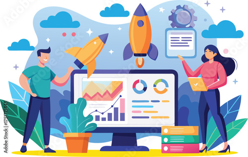 Digital marketing strategy and business growth with data analysis and launching campaigns