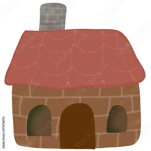 Cartoon house with a roof