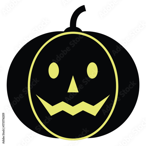 The scary jack-o-lantern face of an orange pumpkin is a spooky symbol of Halloween horror in this autumn illustration