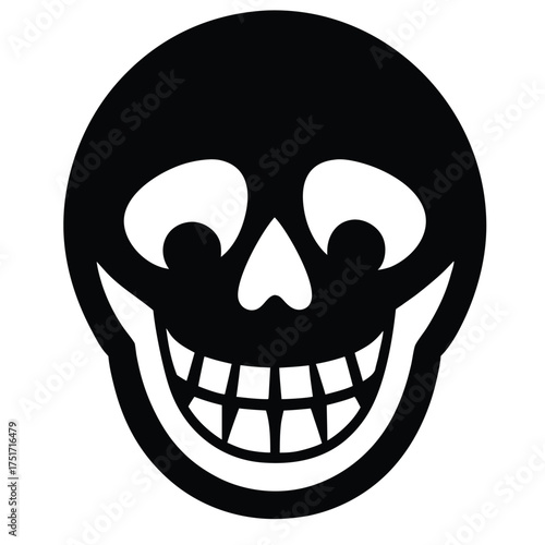 A scary halloween skull and crossbones illustration vector with pirate symbol and anatomy bones for a tattoo of evil death