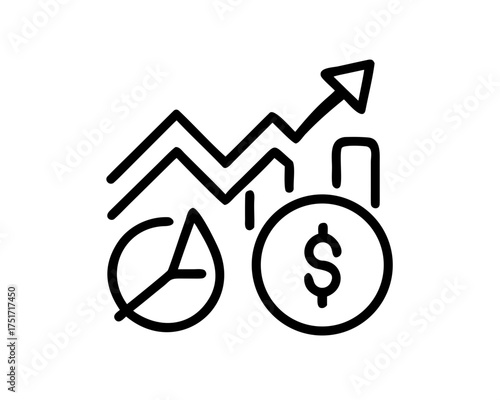 Financial growth chart with coin and graph
