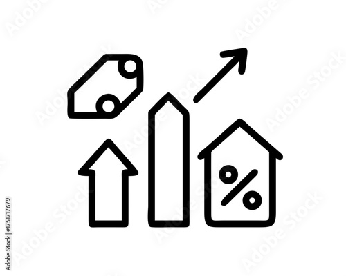 Line graph showing property value growth with percentage