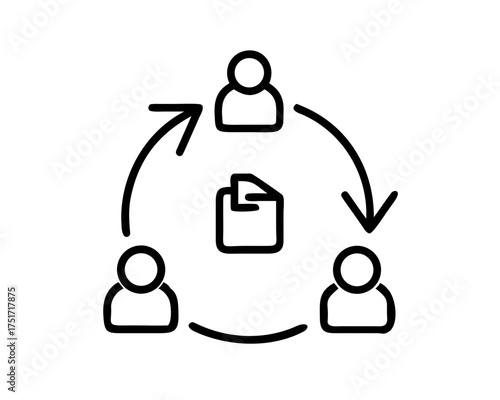Teamwork and collaboration icon, showing document sharing