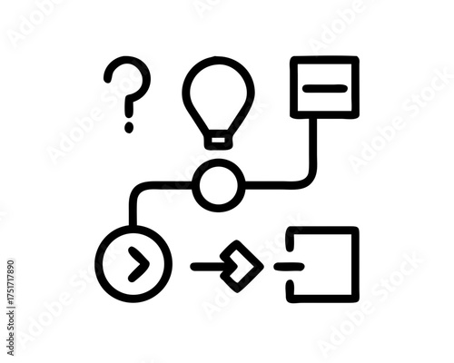 Workflow process icon, showing step by step progression