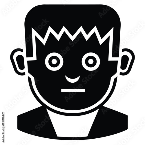 Vector illustration of a funny cartoon character's head with evil Halloween artVector illustration of a funny cartoon character's head with evil Halloween art