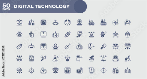 Digital Technology Flat Vector Icons Bundle for Professional Web and App Design