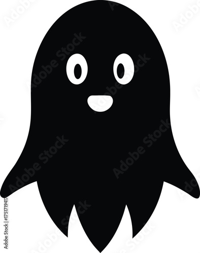 Funny, cute cartoon octopus and ghost character icons with happy smiles, perfect for a Halloween vector illustration design